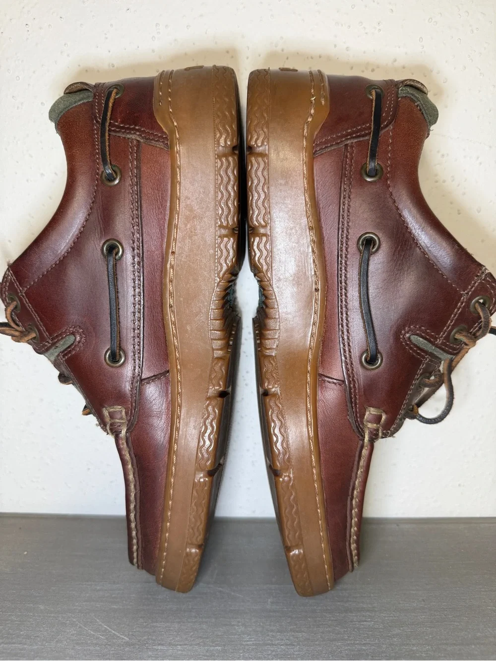 Vintage Timberland Rare USA Made Boat Shoes Burgundy Brown Leather Sz 7.5 M